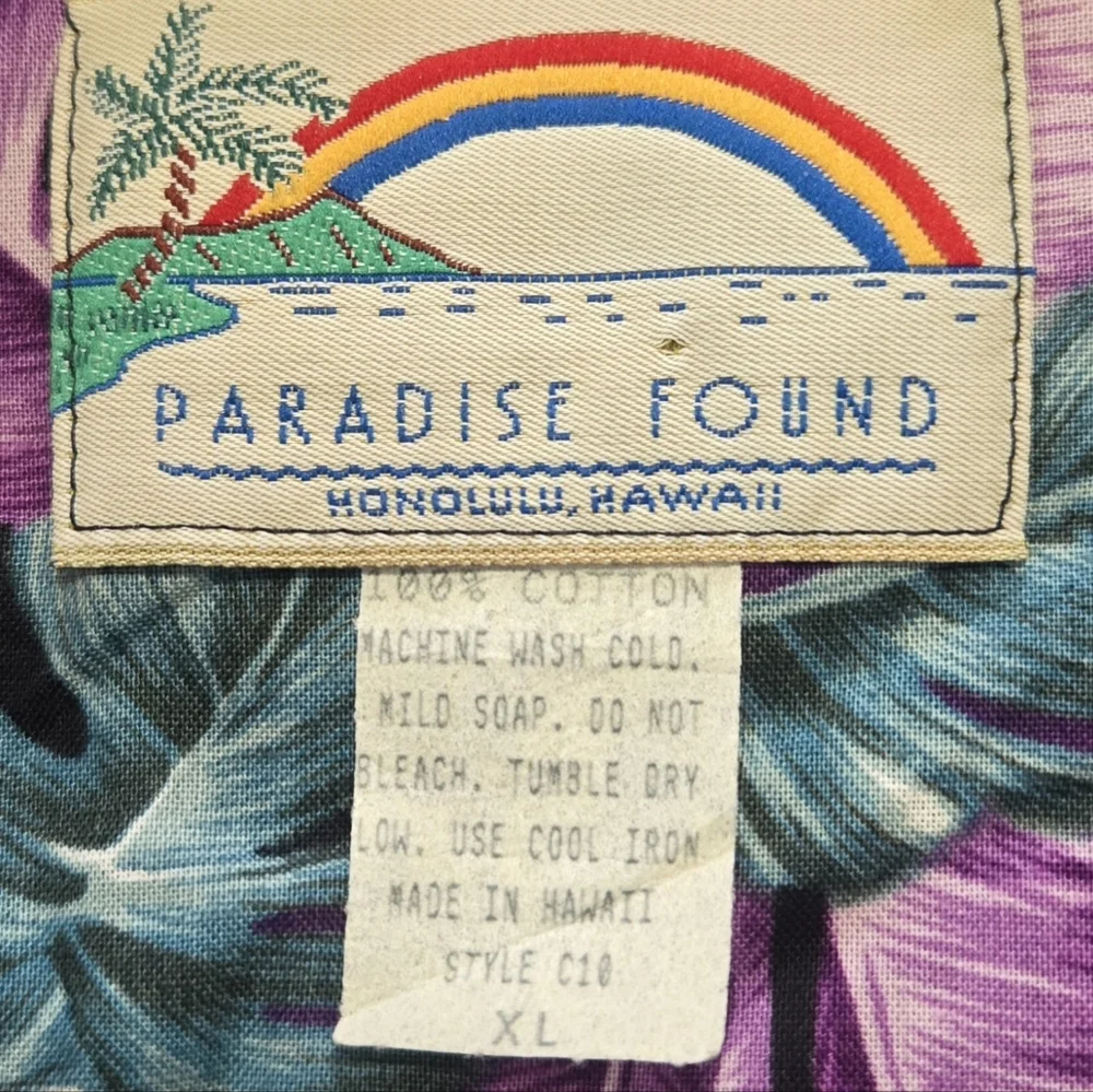 VTG Paradise Found Hawaiian Aloha Shirt Mens Sz XL Magnum PI Parrot AOP USA - Picture 4 of 6